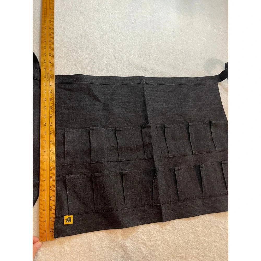 Black Denim Egg Gathering Apron Multi Pocket Garden Waist Apron Farmhouse Style